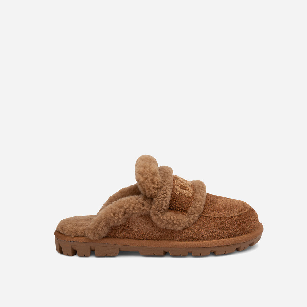 Ugg Violet Heritage Shearling Slipper Elastic Logo Strap (Detachable)