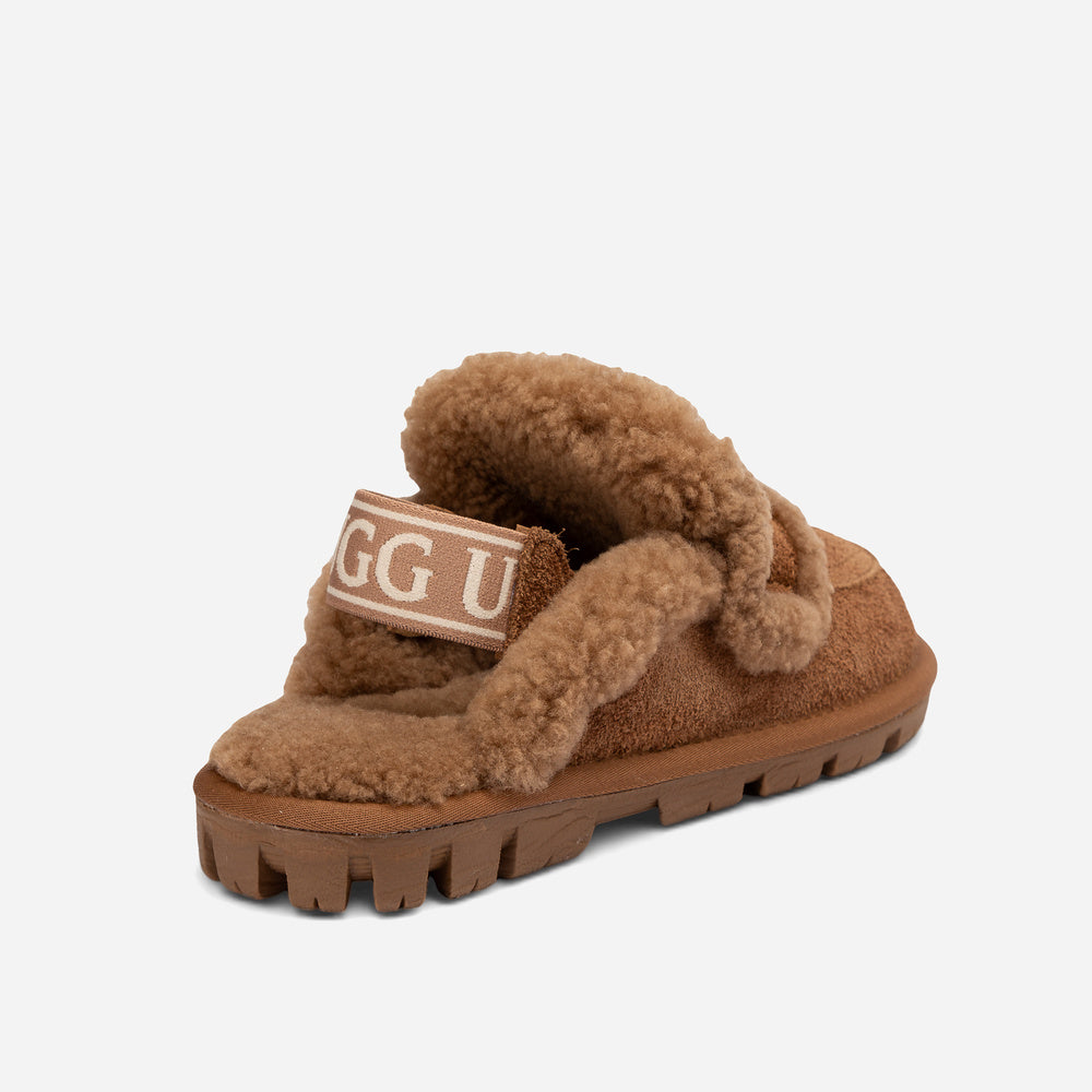 Ugg Violet Heritage Shearling Slipper Elastic Logo Strap (Detachable)