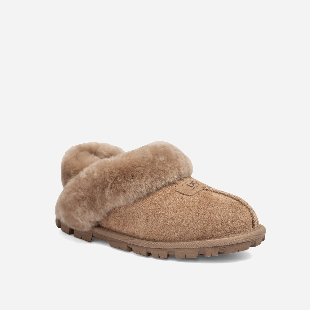 Ugg Coquette Heritage Shearling Slipper Elastic Logo Wool Strap (Detachable)