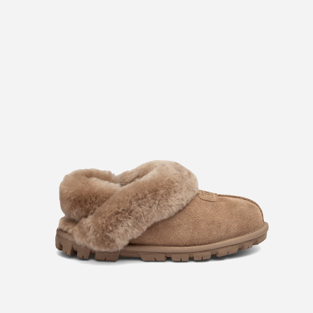 Ugg Coquette Heritage Shearling Slipper Elastic Logo Wool Strap (Detachable)