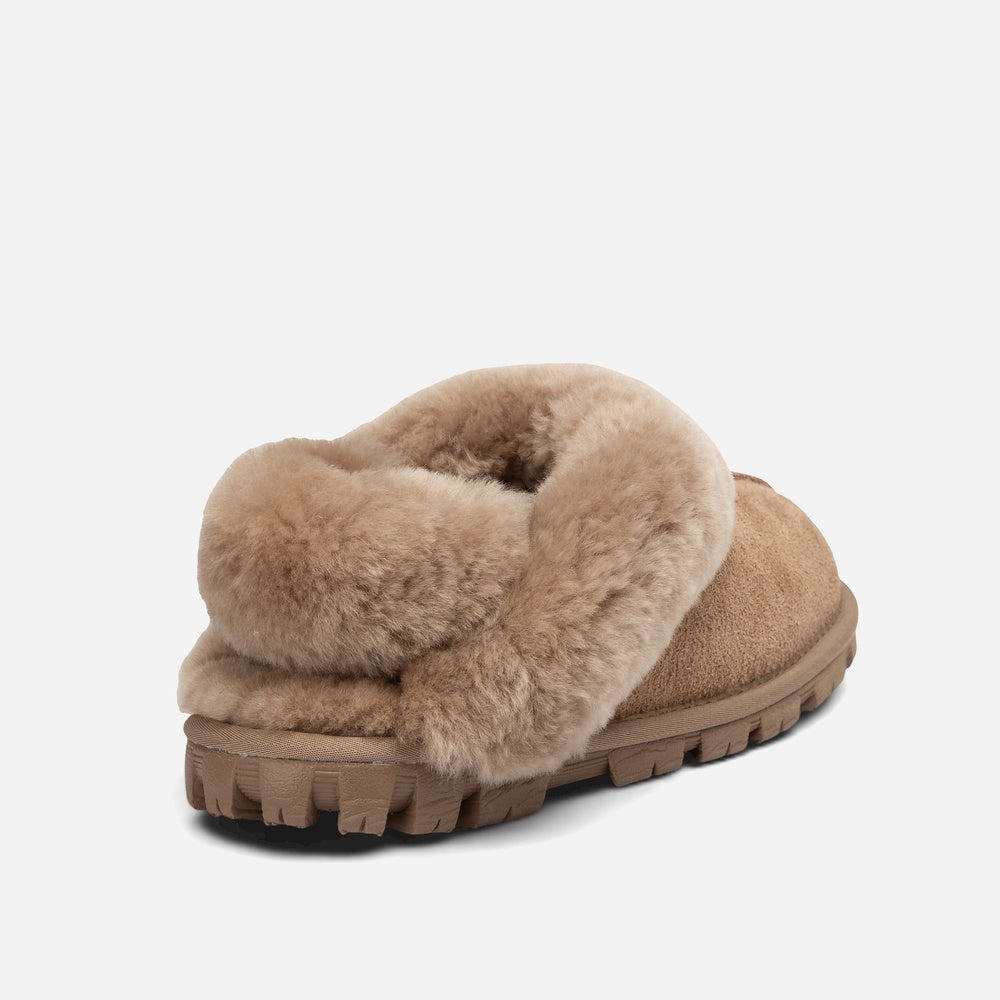 Ugg Coquette Heritage Shearling Slipper Elastic Logo Wool Strap (Detachable)