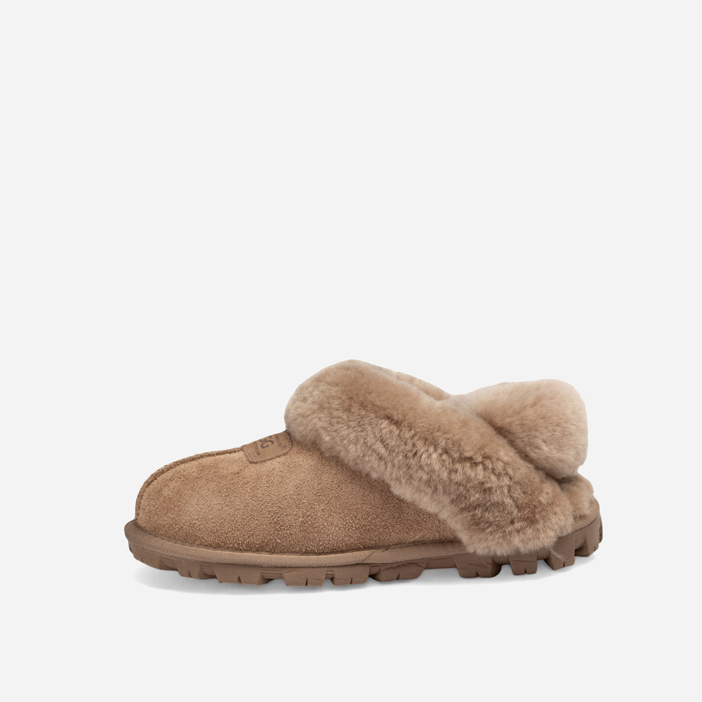 Ugg Coquette Heritage Shearling Slipper Elastic Logo Wool Strap (Detachable)