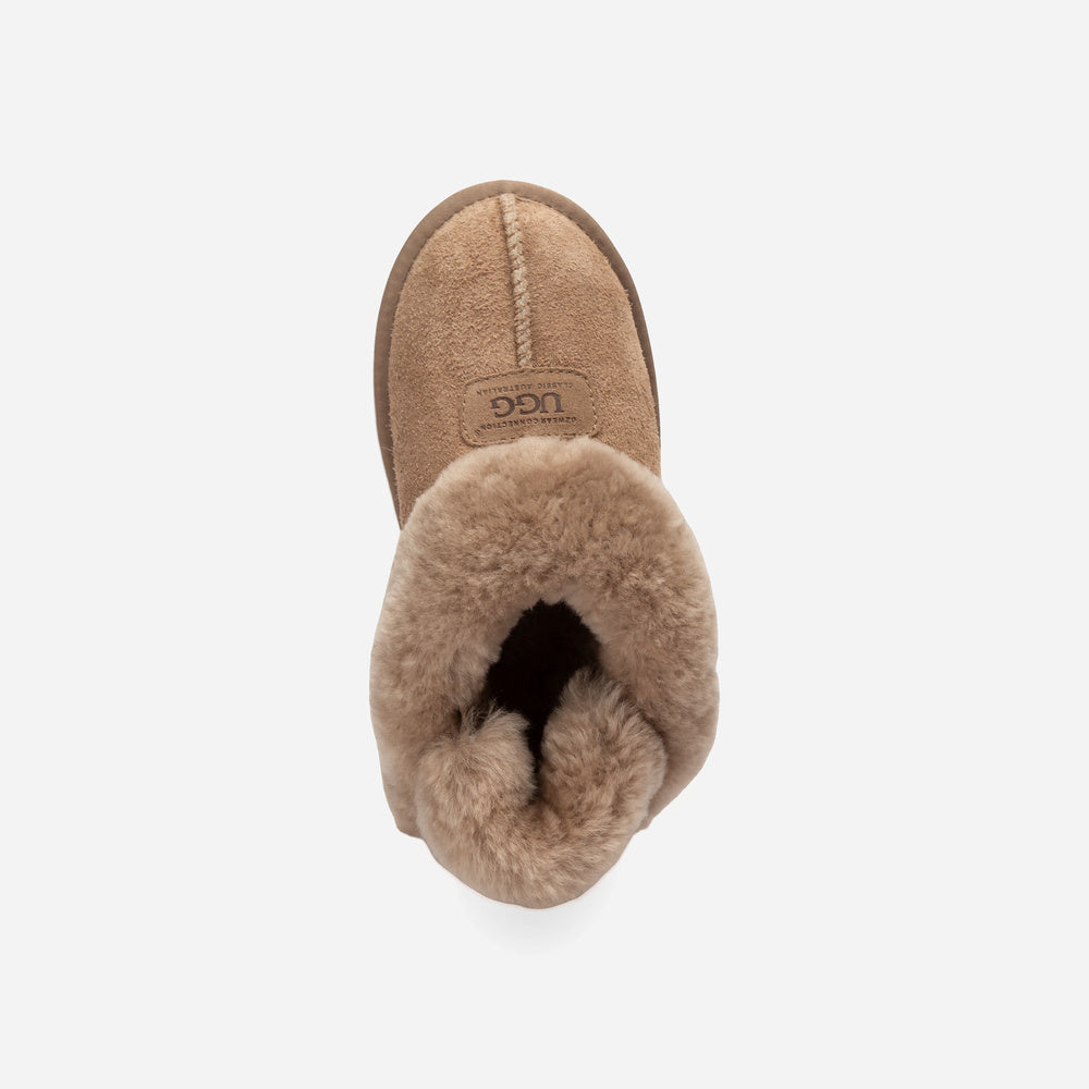 Ugg Coquette Heritage Shearling Slipper Elastic Logo Wool Strap (Detachable)
