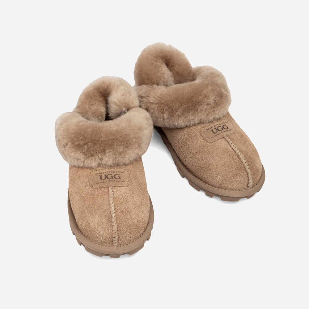Ugg Coquette Heritage Shearling Slipper Elastic Logo Wool Strap (Detachable)