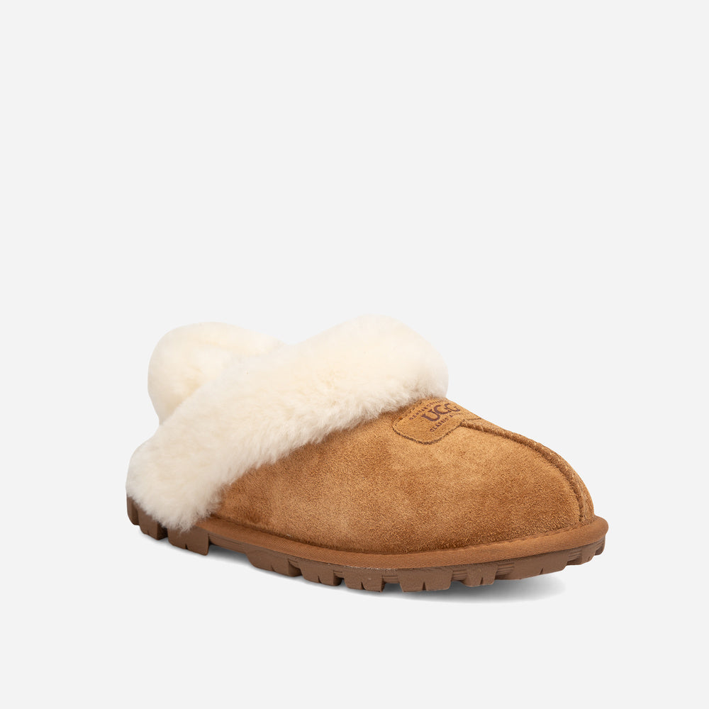 Ugg Coquette Heritage Shearling Slipper Elastic Logo Wool Strap (Detachable)