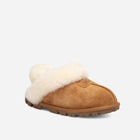 Ugg Coquette Heritage Shearling Slipper Elastic Logo Wool Strap (Detachable)
