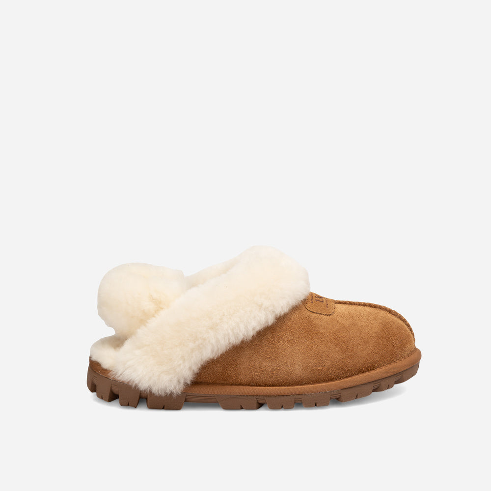 Ugg Coquette Heritage Shearling Slipper Elastic Logo Wool Strap (Detachable)