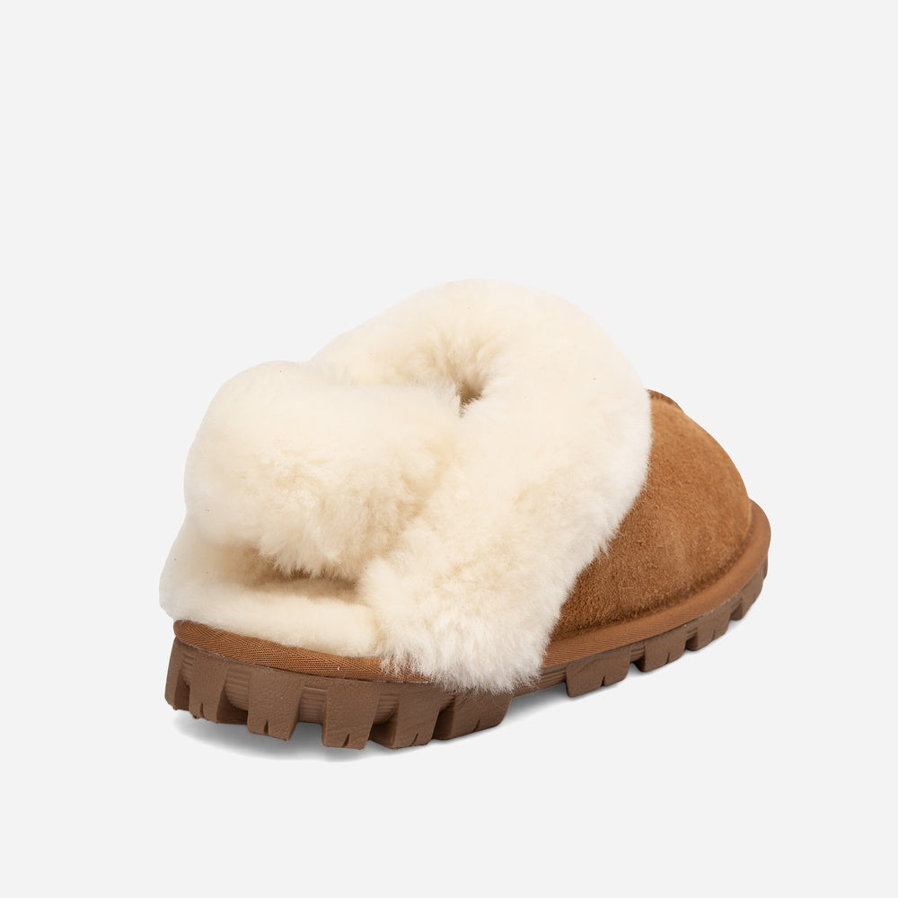 Ugg Coquette Heritage Shearling Slipper Elastic Logo Wool Strap (Detachable)