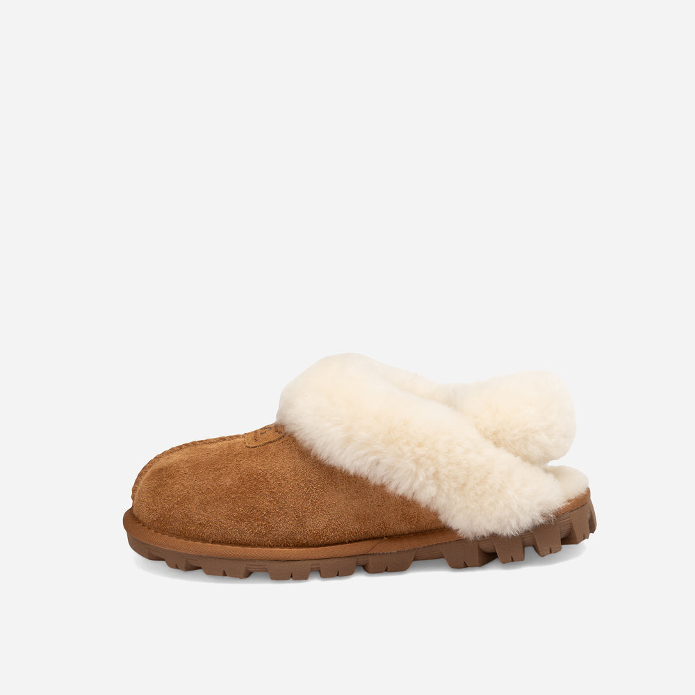 Ugg Coquette Heritage Shearling Slipper Elastic Logo Wool Strap (Detachable)