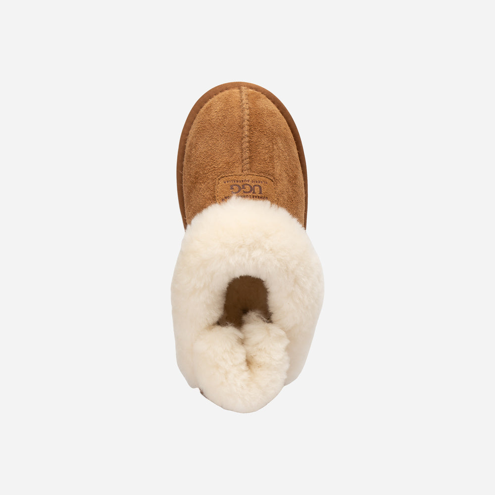 Ugg Coquette Heritage Shearling Slipper Elastic Logo Wool Strap (Detachable)