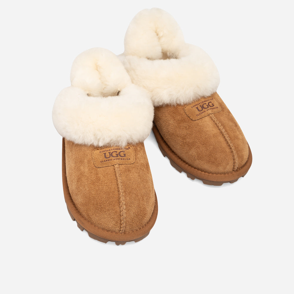 Ugg Coquette Heritage Shearling Slipper Elastic Logo Wool Strap (Detachable)