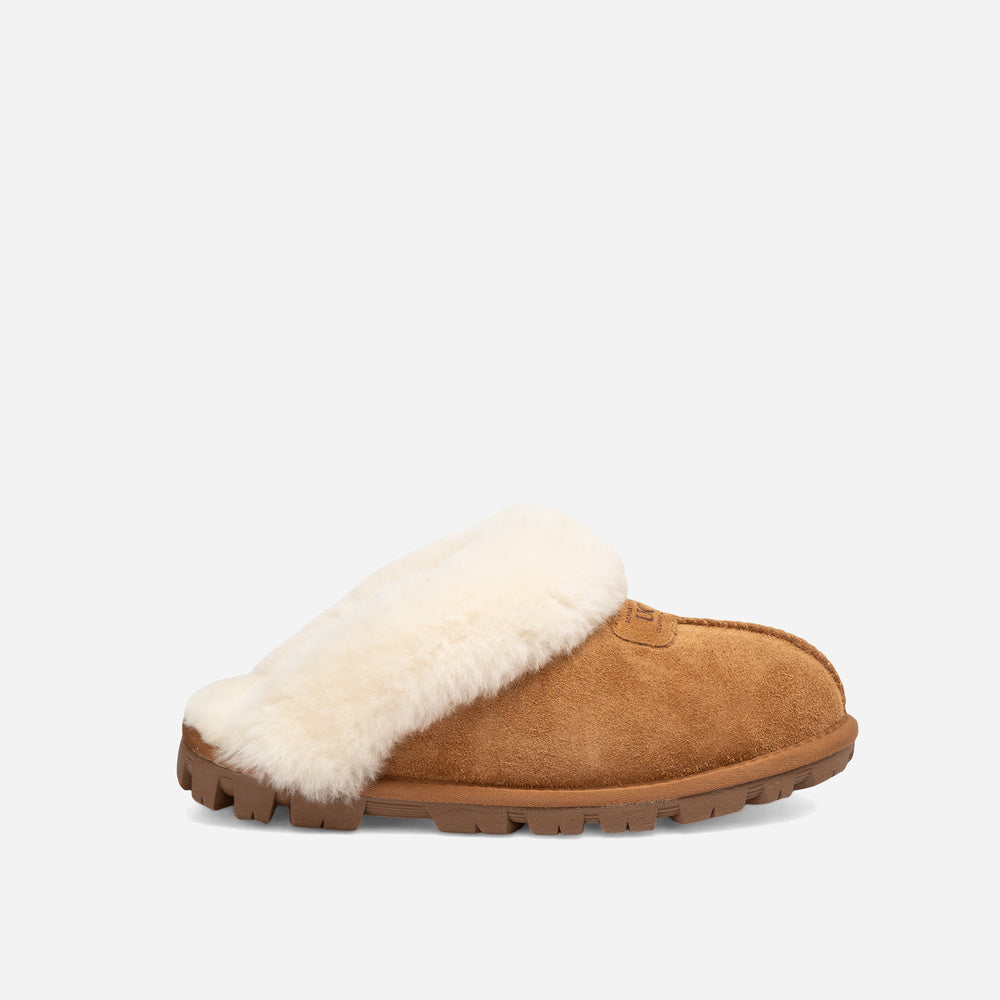 Ugg Coquette Heritage Shearling Slipper Elastic Logo Wool Strap (Detachable)