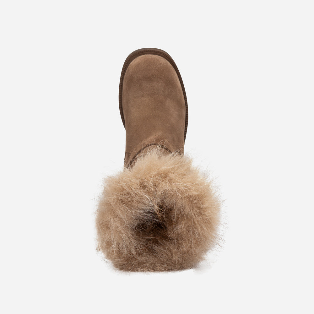 UGG Fur Trim Buckle Short Boots