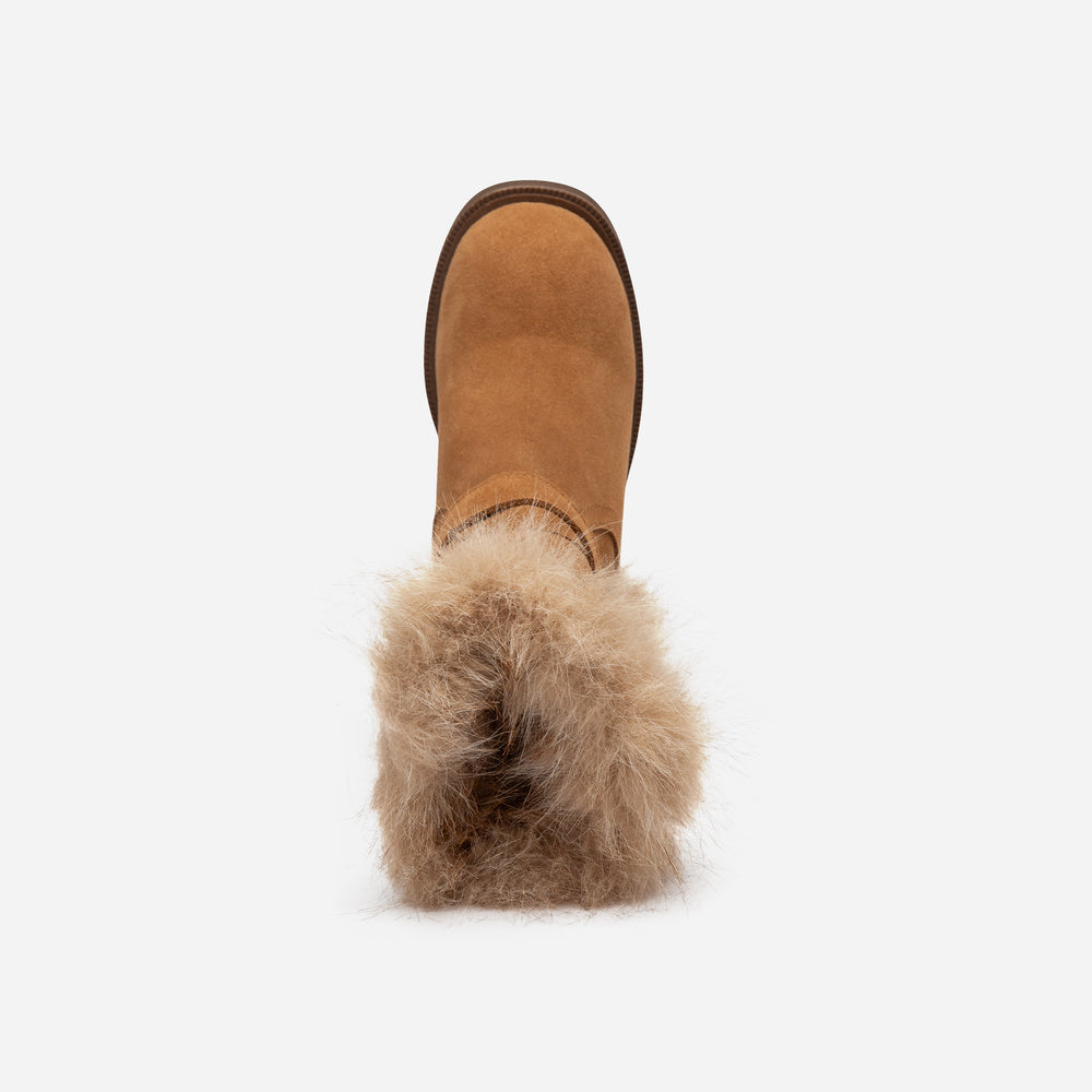 UGG Fur Trim Buckle Short Boots