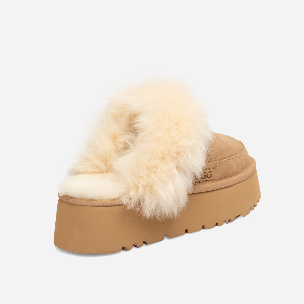 UGG Daniela Premium Platform Slipper (Elastic Logo & Wool Strap – Detachable)
