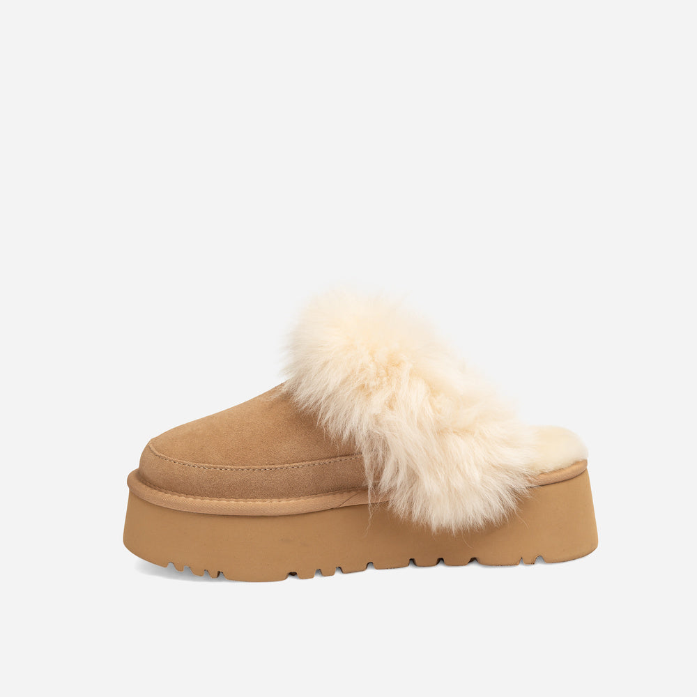 UGG Daniela Premium Platform Slipper (Elastic Logo & Wool Strap – Detachable)