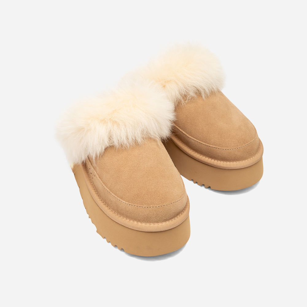 UGG Daniela Premium Platform Slipper (Elastic Logo & Wool Strap – Detachable)