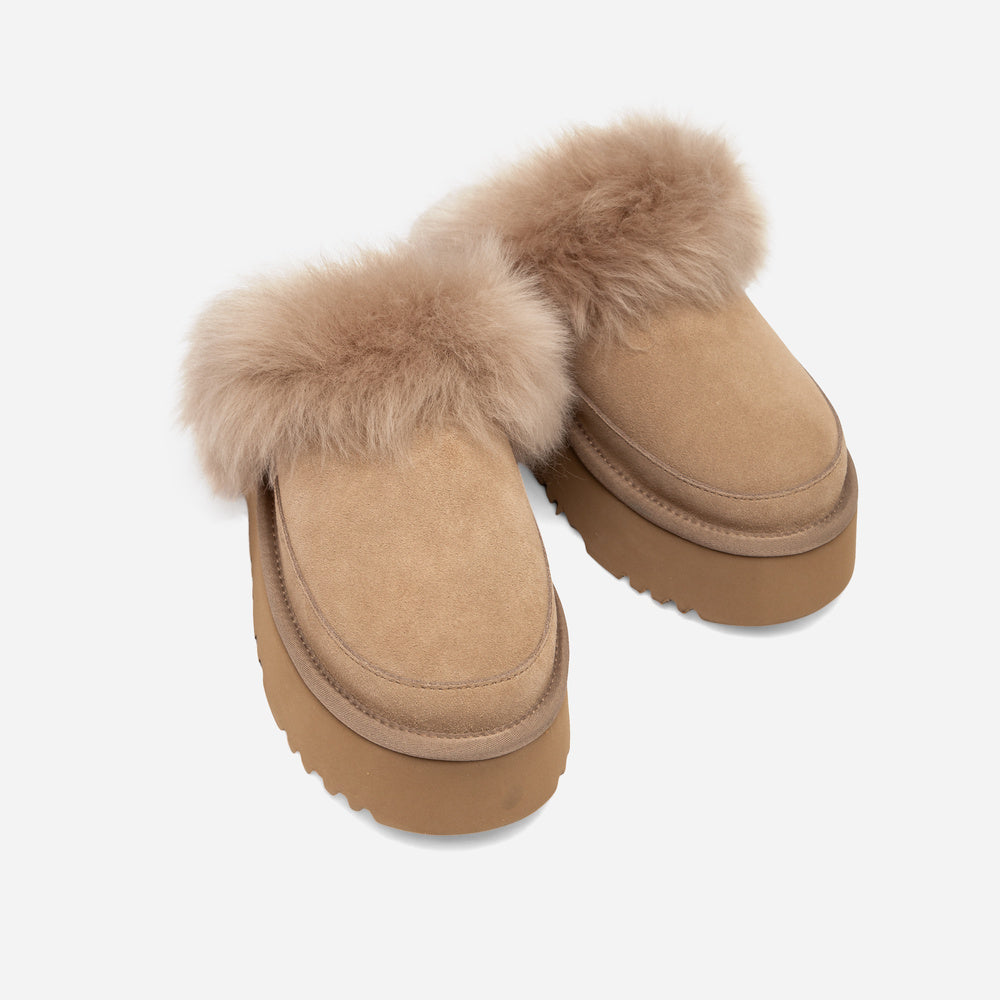 UGG Daniela Premium Platform Slipper (Elastic Logo & Wool Strap – Detachable)