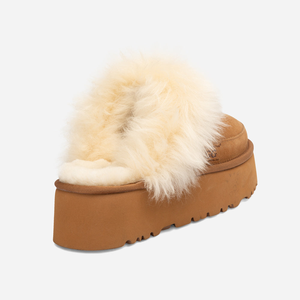 UGG Daniela Premium Platform Slipper (Elastic Logo & Wool Strap – Detachable)
