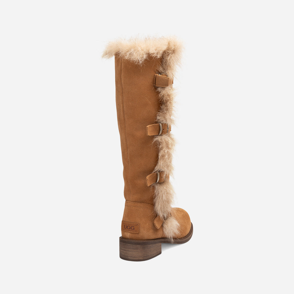 UGG Fur Trim Buckle Long Boot