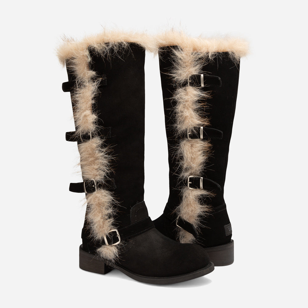 UGG Fur Trim Buckle Long Boot