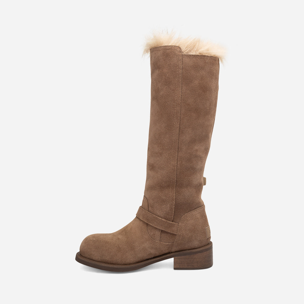 UGG Fur Trim Buckle Long Boot