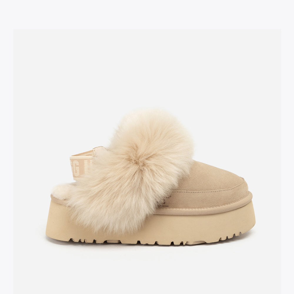 UGG Daniela Premium Platform Slipper (Elastic Logo & Wool Strap – Detachable)