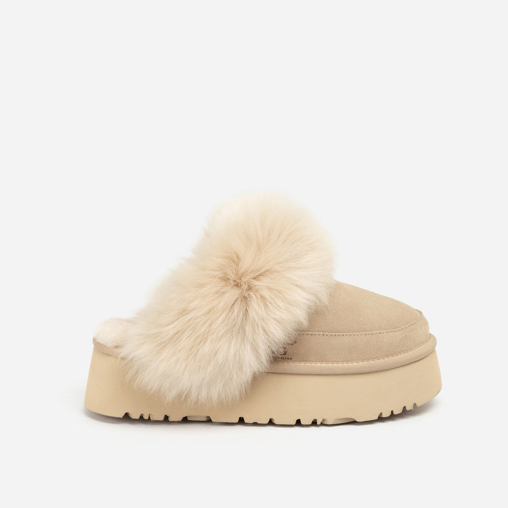 UGG Daniela Premium Platform Slipper (Elastic Logo & Wool Strap – Detachable)