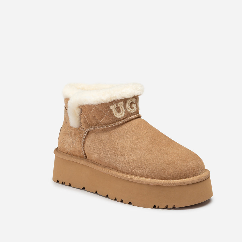 Ugg Bondi Matelassé Platform Shearling Ultra Mini Boots