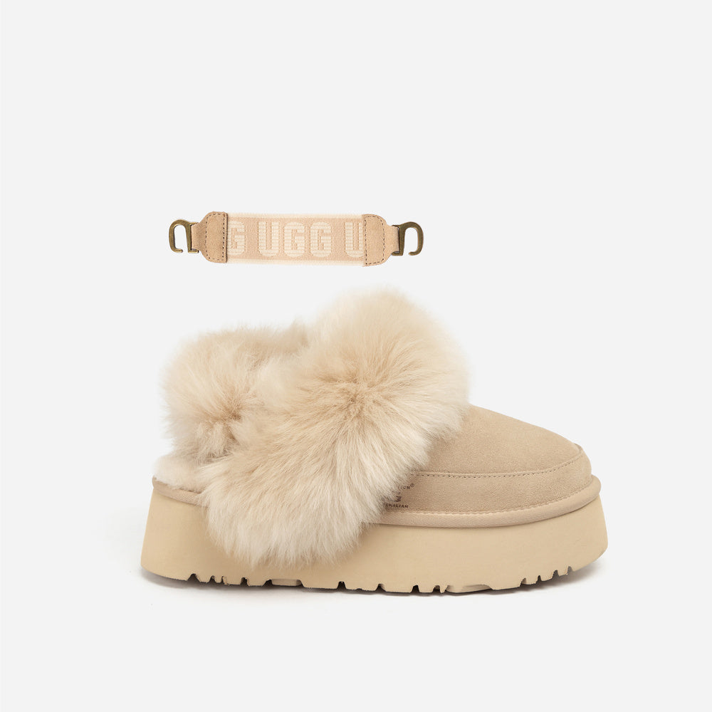 UGG Daniela Premium Platform Slipper (Elastic Logo & Wool Strap – Detachable)