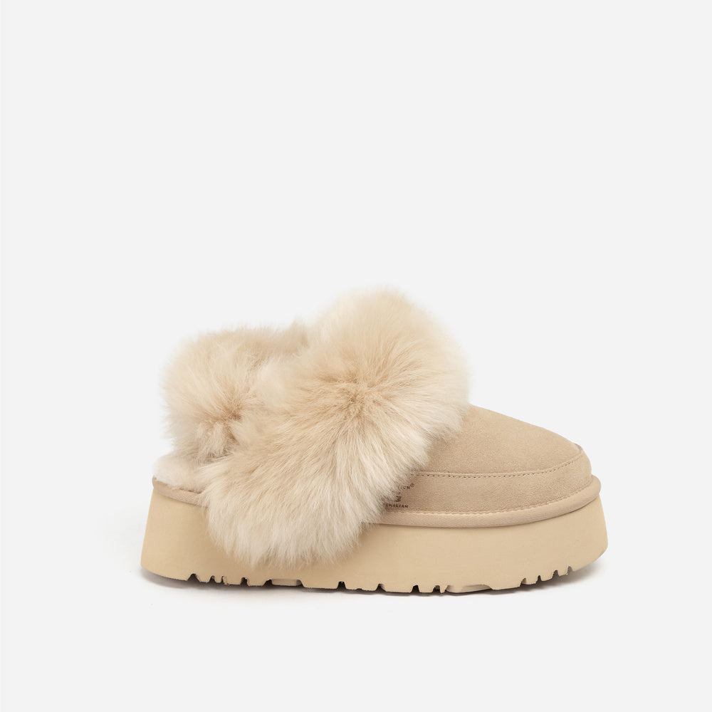 UGG Daniela Premium Platform Slipper (Elastic Logo & Wool Strap – Detachable)