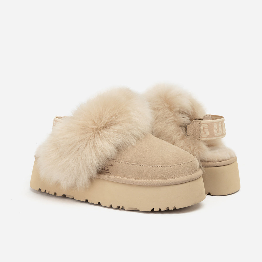 UGG Daniela Premium Platform Slipper (Elastic Logo & Wool Strap – Detachable)