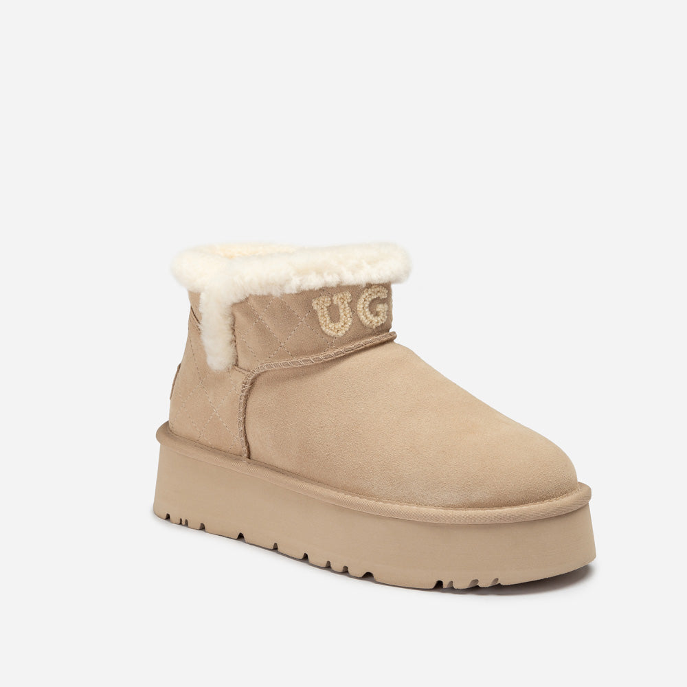 Ugg Bondi Matelassé Platform Shearling Ultra Mini Boots