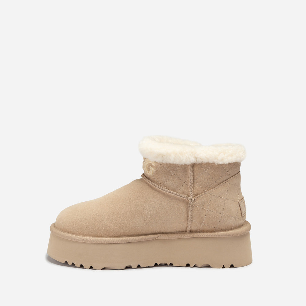 Ugg Bondi Matelassé Platform Shearling Ultra Mini Boots
