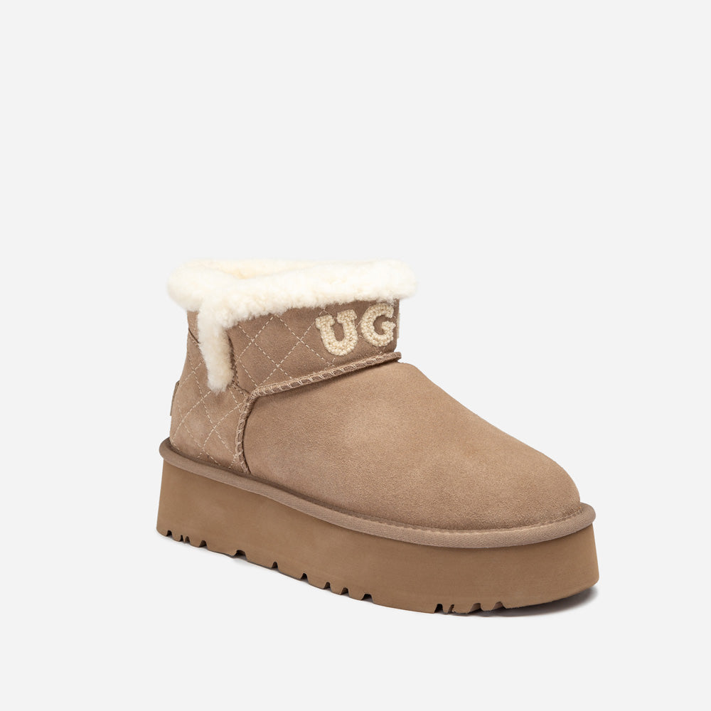 Ugg Bondi Matelassé Platform Shearling Ultra Mini Boots