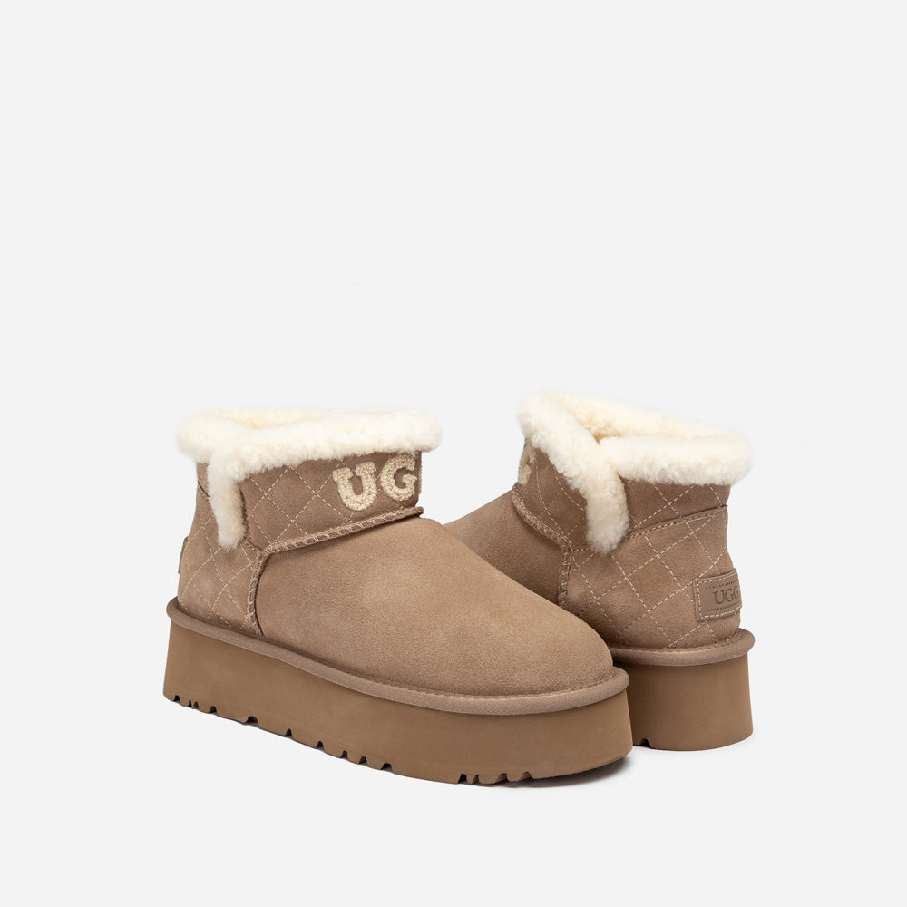 Ugg Bondi Matelassé Platform Shearling Ultra Mini Boots
