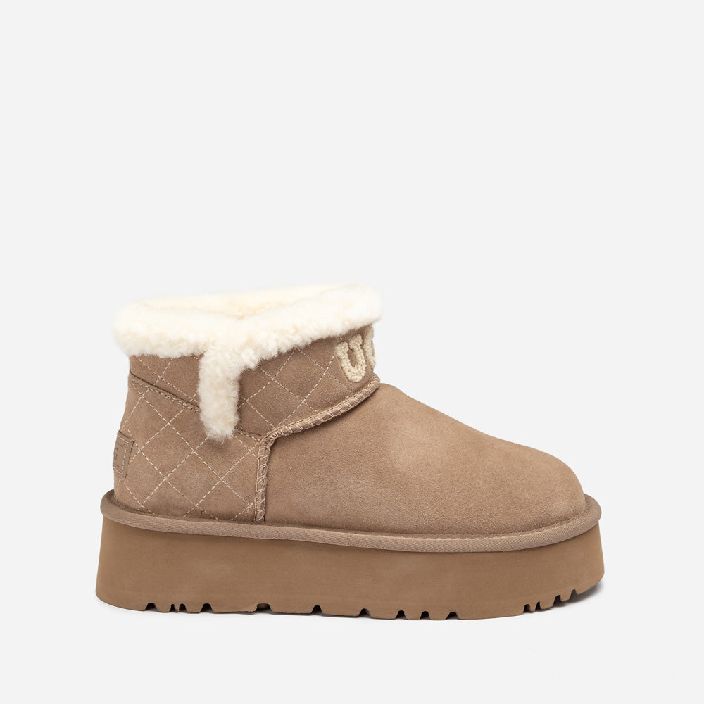 Ugg Bondi Matelassé Platform Shearling Ultra Mini Boots