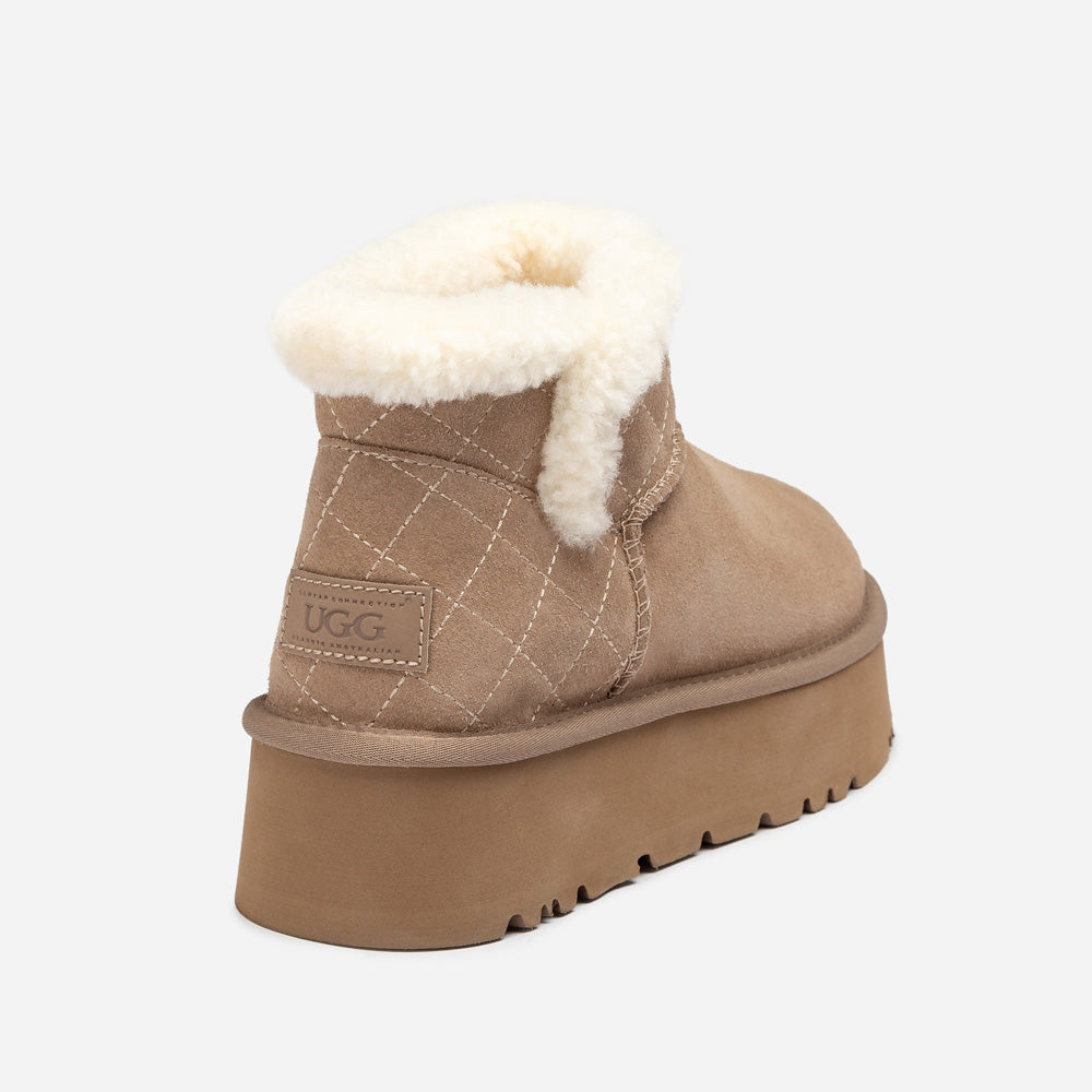 Ugg Bondi Matelassé Platform Shearling Ultra Mini Boots