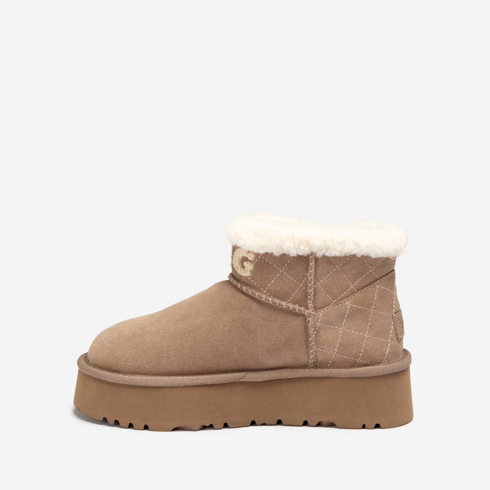 Ugg Bondi Matelassé Platform Shearling Ultra Mini Boots