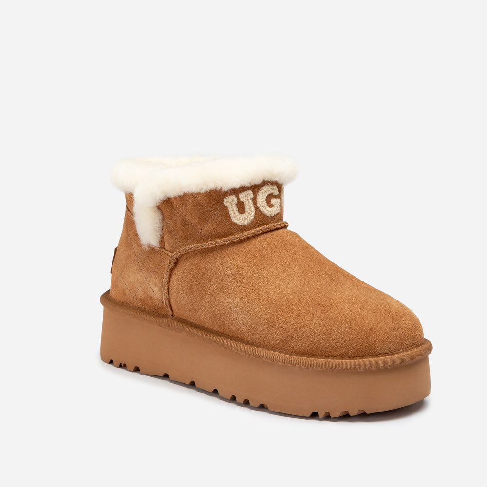 Ugg Bondi Matelassé Platform Shearling Ultra Mini Boots