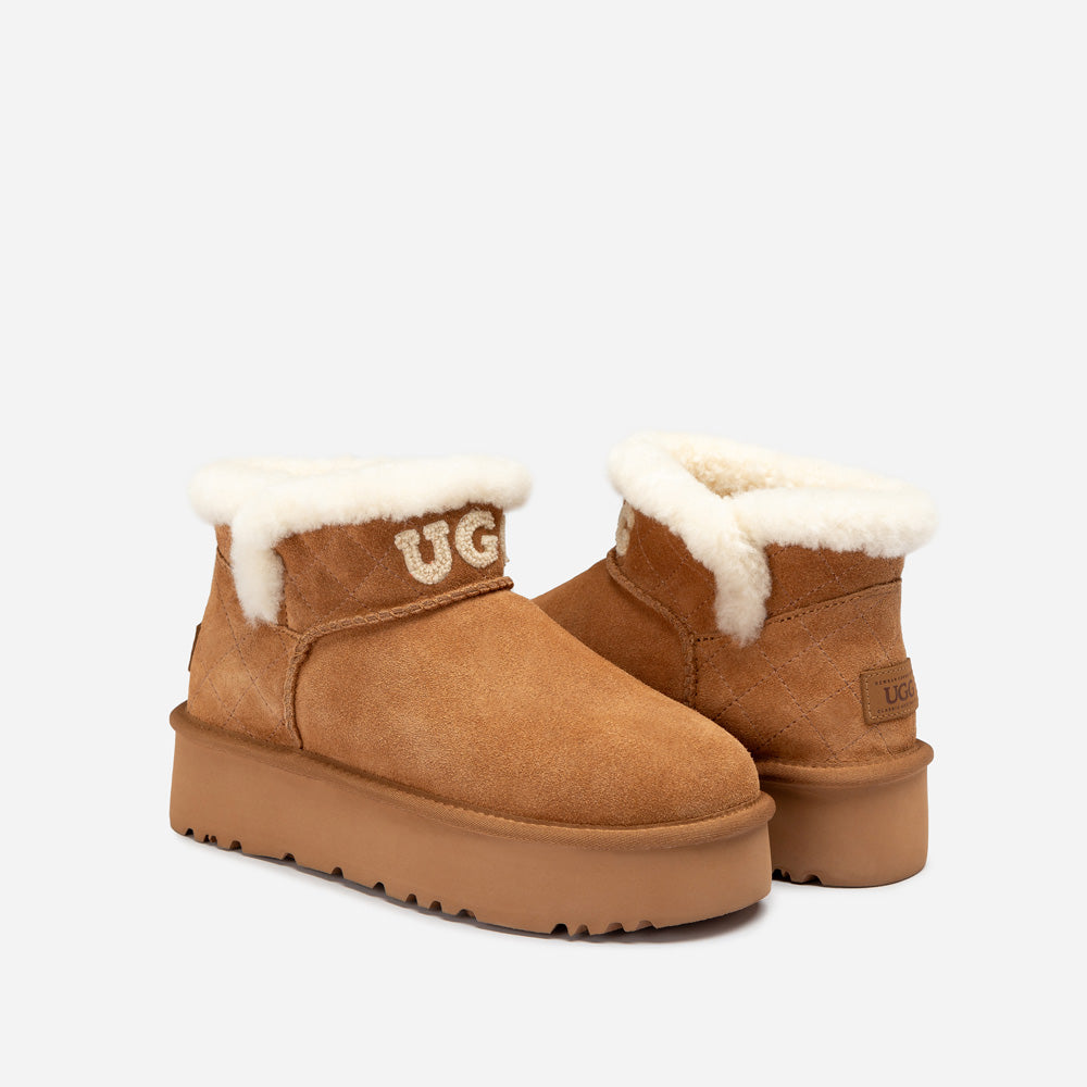 Ugg Bondi Matelassé Platform Shearling Ultra Mini Boots