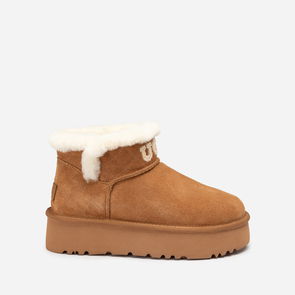Ugg Bondi Matelassé Platform Shearling Ultra Mini Boots