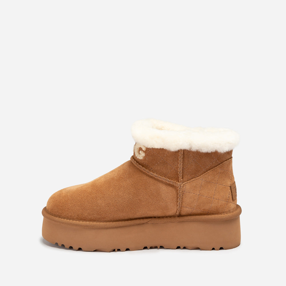 Ugg Bondi Matelassé Platform Shearling Ultra Mini Boots