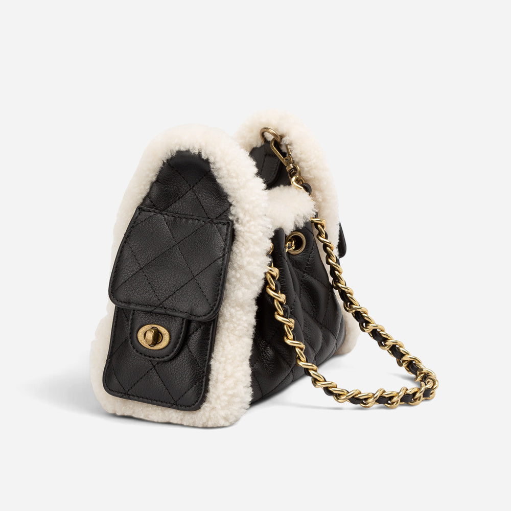 UGG Shearling Quilted Grained Nano Bucket Bag (3-Way)