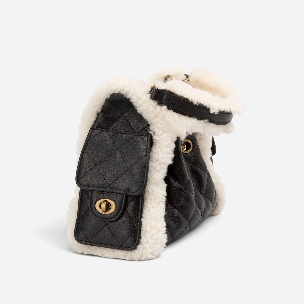 UGG Shearling Quilted Grained Nano Bucket Bag (3-Way)