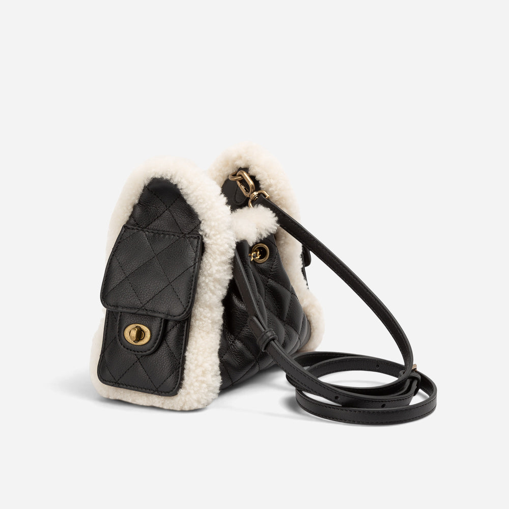 UGG Shearling Quilted Grained Nano Bucket Bag (3-Way)