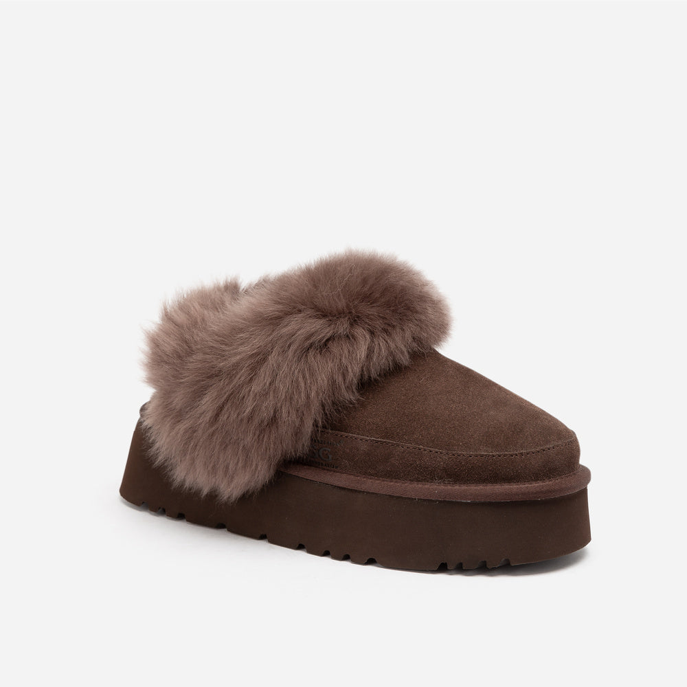 UGG Daniela Premium Platform Slipper (Elastic Logo & Wool Strap – Detachable)