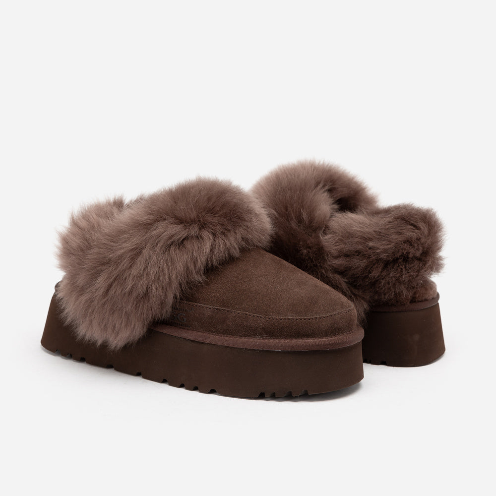 UGG Daniela Premium Platform Slipper (Elastic Logo & Wool Strap – Detachable)