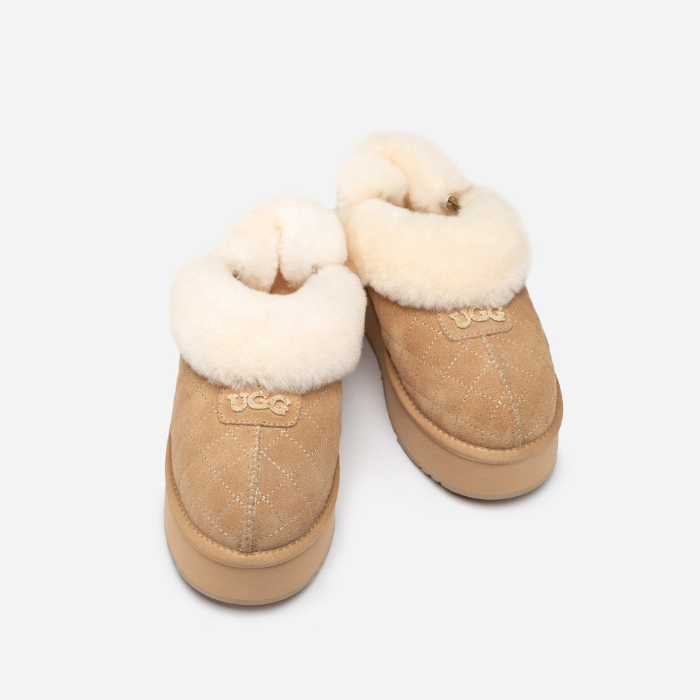 Ugg Coquette Matelassé Logo Platform Slipper (Detachable Feature)