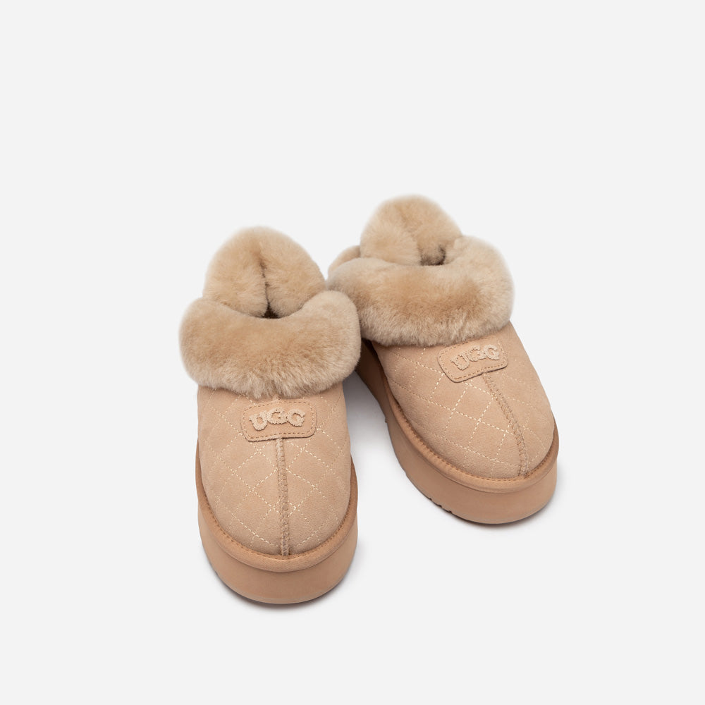 Ugg Coquette Matelassé Logo Platform Slipper (Detachable Feature)